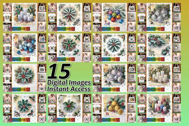 15x PNG Bundle of Designs Pack , Christmas Sublimation afrosvg 