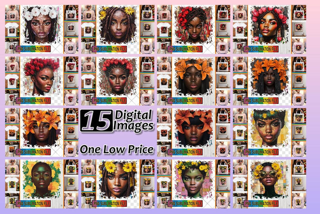 15x PNG Bundle Pack , Woman Sublimation afrosvg 