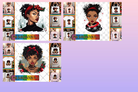 15x PNG Design Bundle , Xmas Girl Sublimation afrosvg 