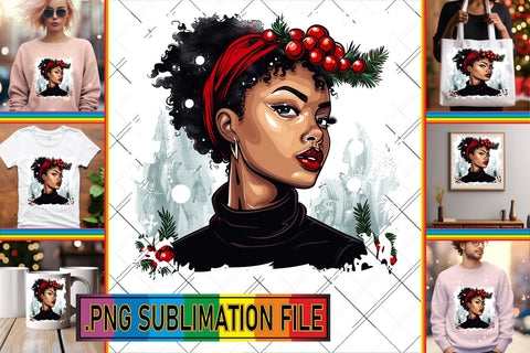 15x PNG Design Bundle , Xmas Girl Sublimation afrosvg 
