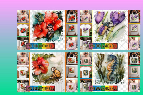 15x PNG Design Collection Kit , Animals Sublimation afrosvg 