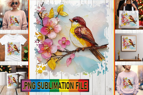 15x PNG Design Kit Bundle , 3D Bird Sublimation afrosvg 