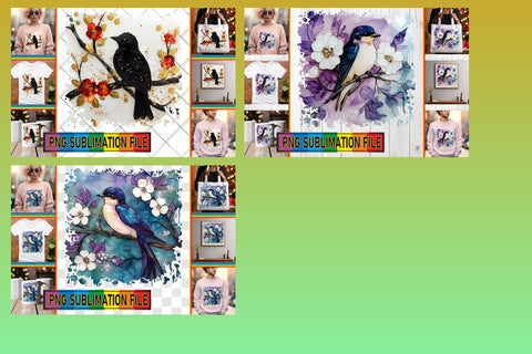 15x PNG Design Kit Bundle , 3D Bird Sublimation afrosvg 