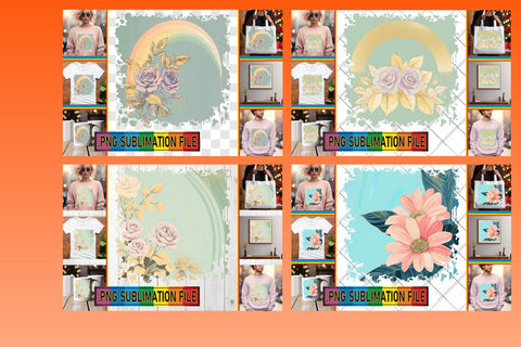 15x PNG Design Kit Bundle Pack , Flower Sublimation afrosvg 