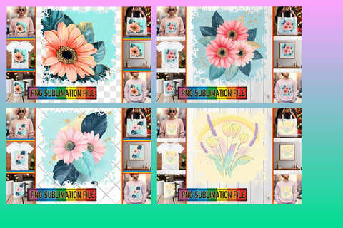 15x PNG Design Kit Bundle Pack , Flower Sublimation afrosvg 