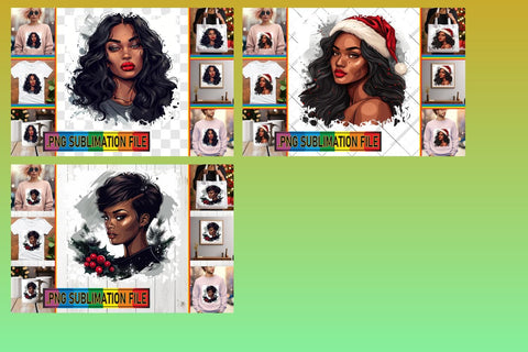 15x PNG Design Kit Collection Bundle , Xmas Girl Sublimation afrosvg 