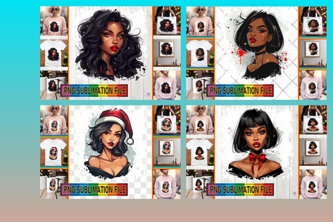 15x PNG Design Kit Collection Bundle , Xmas Girl Sublimation afrosvg 