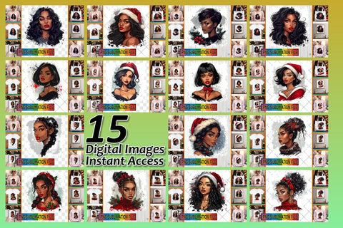 15x PNG Design Kit Collection Bundle , Xmas Girl Sublimation afrosvg 