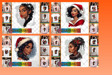 15x PNG Design Kit Collection Bundle , Xmas Girl Sublimation afrosvg 