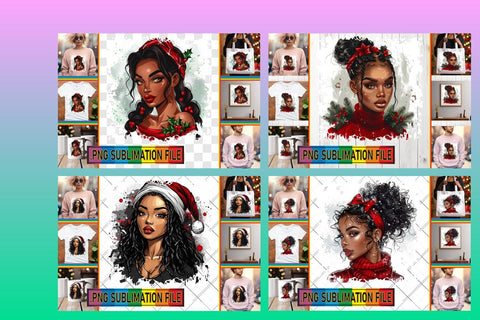 15x PNG Design Kit Collection Bundle , Xmas Girl Sublimation afrosvg 