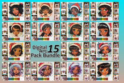 15x PNG Design Kit Collection Pack , Christmas Sublimation afrosvg 
