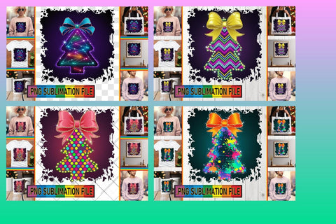 15x PNG Design Kit for Creative , Neon Xmas Sublimation afrosvg 