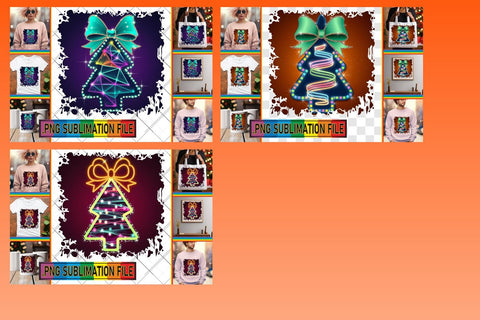 15x PNG Design Kit for Digital , Neon Xmas Sublimation afrosvg 