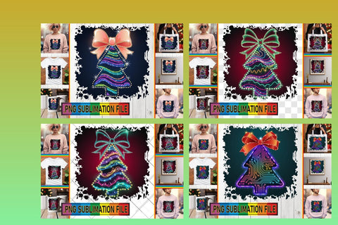 15x PNG Design Kit for Digital , Neon Xmas Sublimation afrosvg 