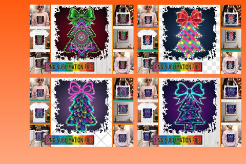 15x PNG Design Kit for Digital , Neon Xmas Sublimation afrosvg 