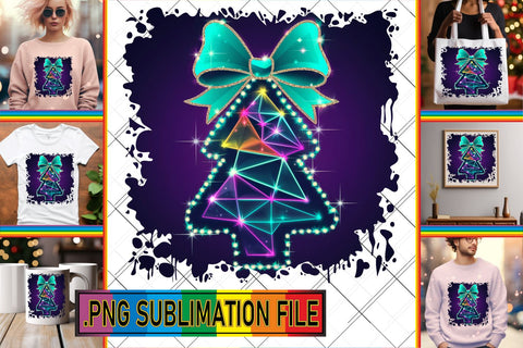15x PNG Design Kit for Digital , Neon Xmas Sublimation afrosvg 
