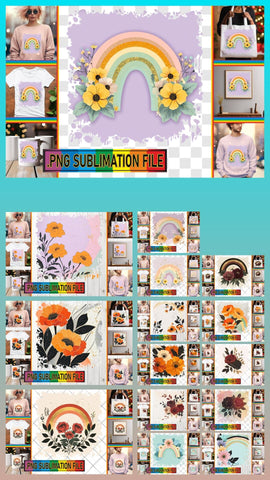 15x PNG Design Kit for Projects , Flower Sublimation afrosvg 