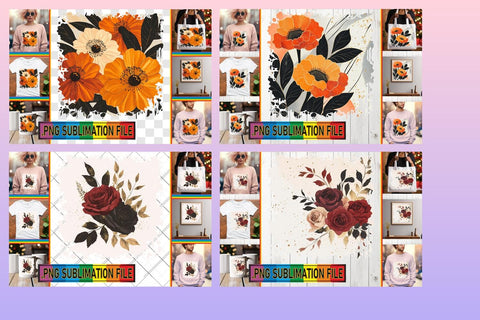 15x PNG Design Kit for Projects , Flower Sublimation afrosvg 