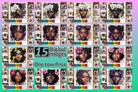 15x PNG Design Kit for Sale , Woman Sublimation afrosvg 