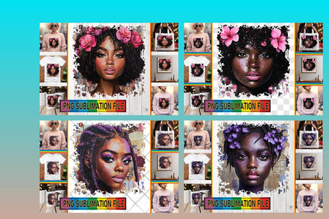 15x PNG Design Kit for Sale , Woman Sublimation afrosvg 