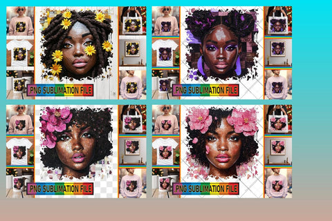15x PNG Design Kit for Sale , Woman Sublimation afrosvg 