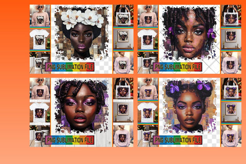 15x PNG Design Kit for Sale , Woman Sublimation afrosvg 