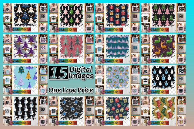 15x PNG Design Kit Set , Christmas Sublimation afrosvg 