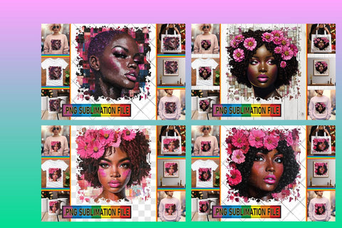 15x PNG Design Kit Set , Woman Sublimation afrosvg 