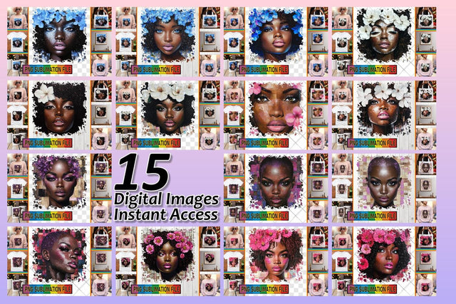 15x PNG Design Kit Set , Woman Sublimation afrosvg 