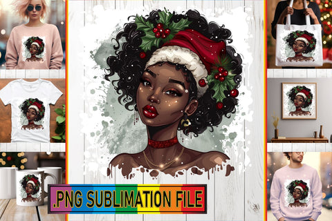15x PNG Design Kit , Xmas Girl Sublimation afrosvg 