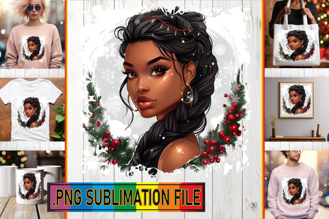 15x PNG Design Kit , Xmas Girl Sublimation afrosvg 