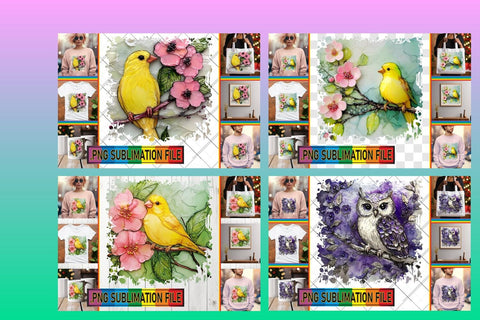 15x PNG Design Pack Bundle , 3D Bird Sublimation afrosvg 