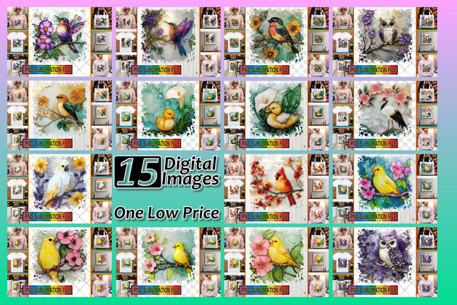 15x PNG Design Pack Bundle , 3D Bird Sublimation afrosvg 