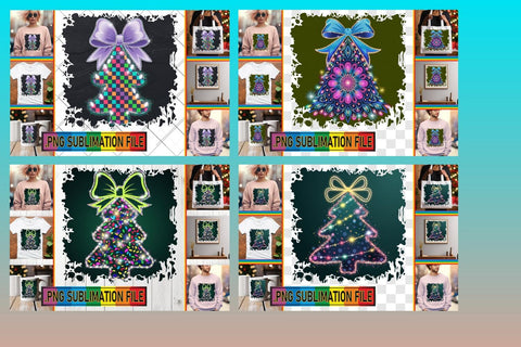 15x PNG Design Pack Collection Kit , Neon Xmas Sublimation afrosvg 