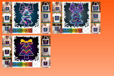 15x PNG Design Pack Collection Kit , Neon Xmas Sublimation afrosvg 