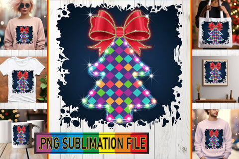 15x PNG Design Pack Collection Kit , Neon Xmas Sublimation afrosvg 