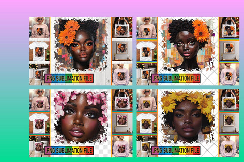 15x PNG Design Pack for Crafting , Woman Sublimation afrosvg 