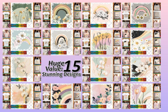 15x PNG Design Pack for Projects , Flower Sublimation afrosvg 