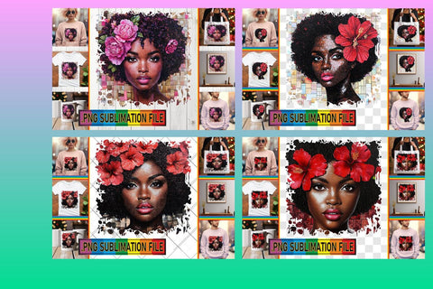 15x PNG Design Pack for Projects , Woman Sublimation afrosvg 