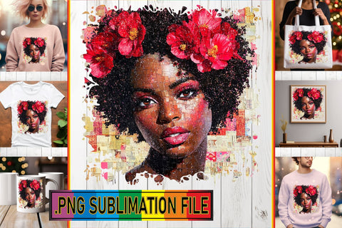 15x PNG Design Pack for Sale , Woman Sublimation afrosvg 
