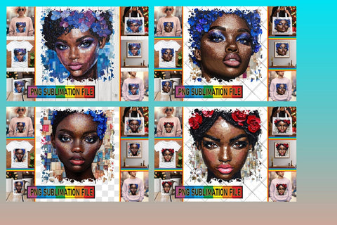 15x PNG Design Pack for Sale , Woman Sublimation afrosvg 