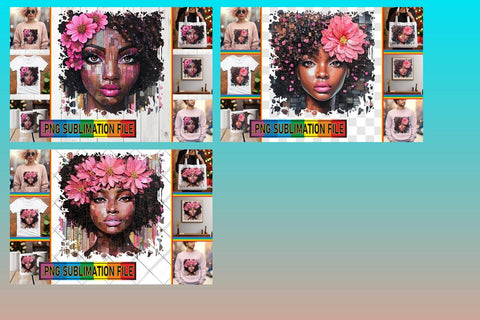 15x PNG Design Pack for Sale , Woman Sublimation afrosvg 