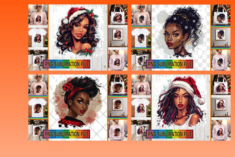 15x PNG Design Pack for Sale , Xmas Girl Sublimation afrosvg 