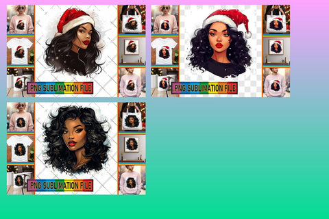 15x PNG Design Pack for Sale , Xmas Girl Sublimation afrosvg 