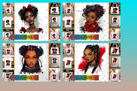 15x PNG Design Pack for Sale , Xmas Girl Sublimation afrosvg 