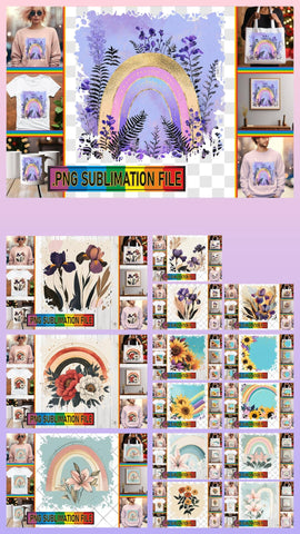 15x PNG Design Pack Selection , Flower Sublimation afrosvg 
