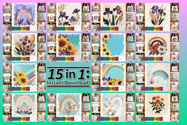 15x PNG Design Pack Selection , Flower Sublimation afrosvg 