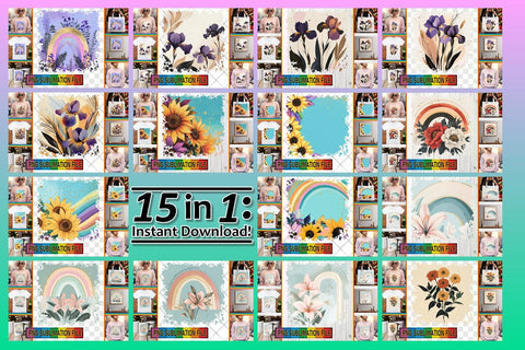 15x PNG Design Pack Selection , Flower Sublimation afrosvg 
