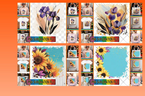 15x PNG Design Pack Selection , Flower Sublimation afrosvg 