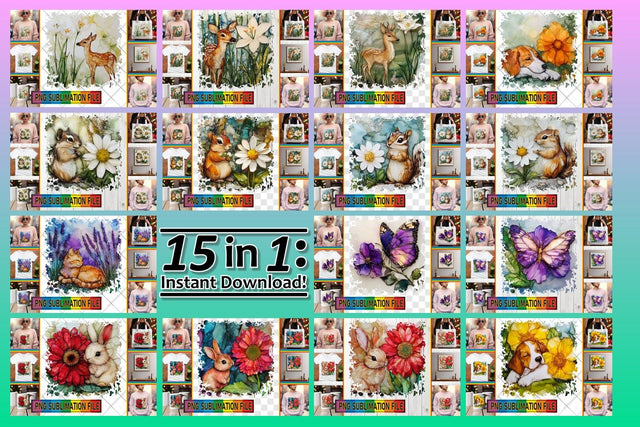 15x PNG Design Selection , Animals Sublimation afrosvg 